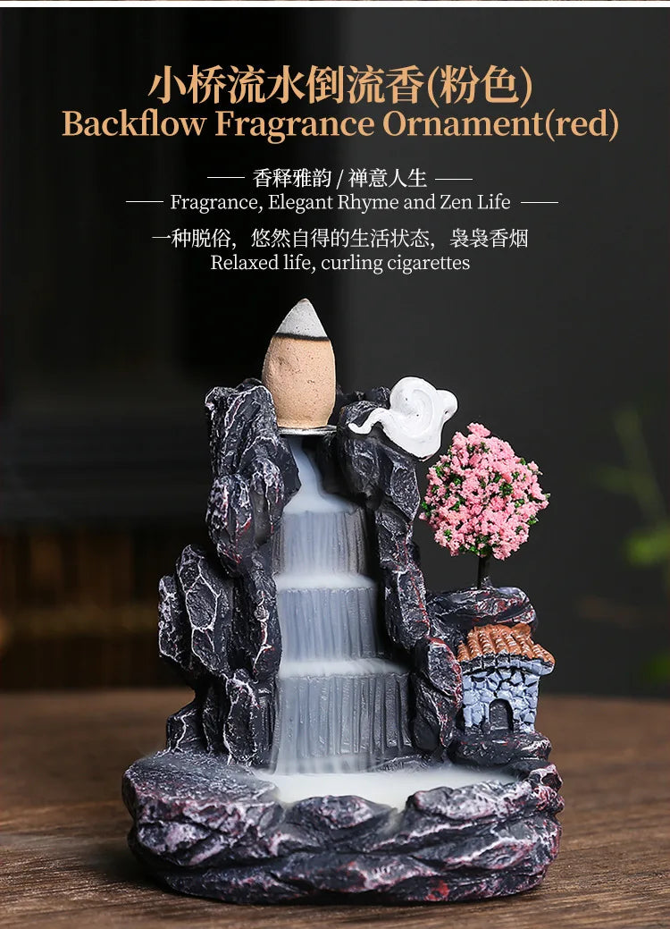 Creative High Mountain Flowing Resin Back Flow Incense Holder