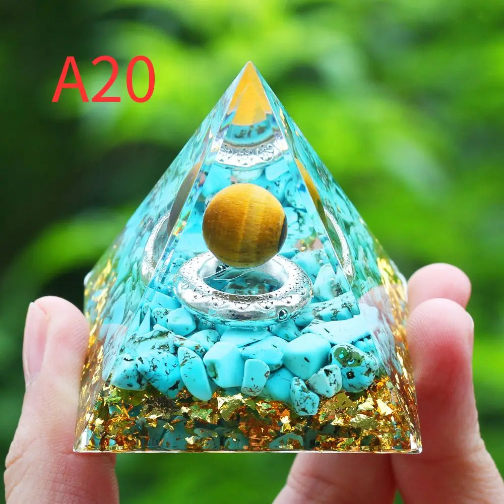 Crystals Stone Orgone Pyramid Energy Generator Natural Amethyst Peridot Reiki Chakra Tool