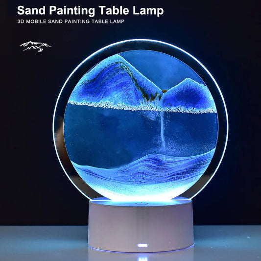 Quicksand Table Lamp, Elegant 3D Sand Painting Light