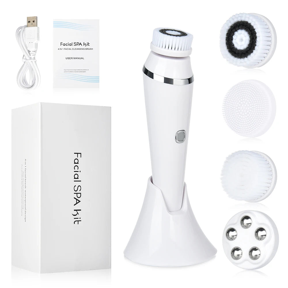 4 In 1 Electric Facial Cleansing Brush for Deep Pore Care