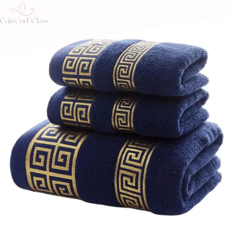 Set of 3 Cotton Bathroom Towels Sets 2pcs Hand Face Towel 35x75cm and 1pcs Big Bath Towels 70X140cm Washcloths Gift Towels 수건 세트 Calm and Class