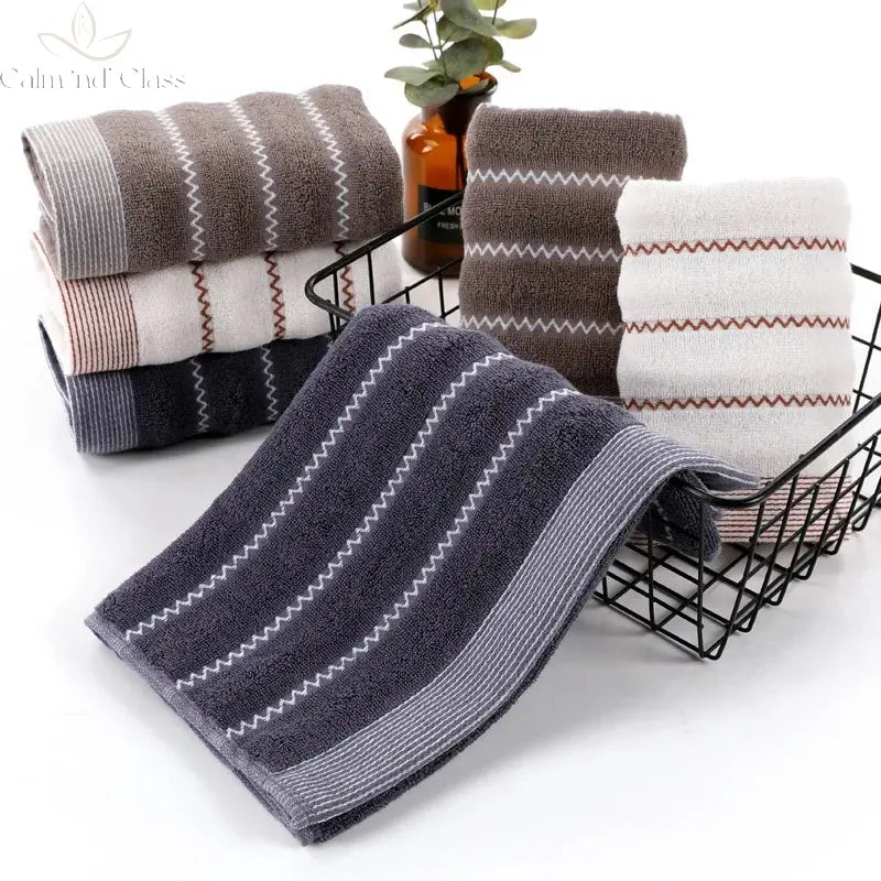 Set of 3 Cotton Bathroom Towels Sets 2pcs Hand Face Towel 35x75cm and 1pcs Big Bath Towels 70X140cm Washcloths Gift Towels 수건 세트 Calm and Class