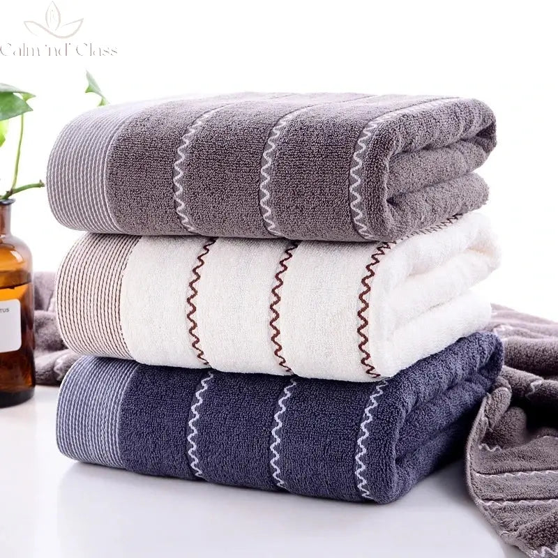 Set of 3 Cotton Bathroom Towels Sets 2pcs Hand Face Towel 35x75cm and 1pcs Big Bath Towels 70X140cm Washcloths Gift Towels 수건 세트 Calm and Class