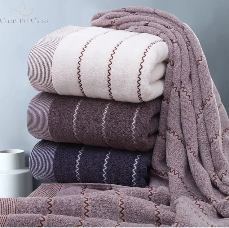 Set of 3 Cotton Bathroom Towels Sets 2pcs Hand Face Towel 35x75cm and 1pcs Big Bath Towels 70X140cm Washcloths Gift Towels 수건 세트 Calm and Class