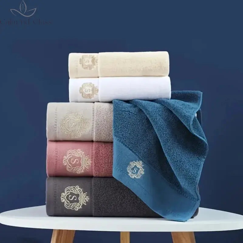 Set of 3 Cotton Bathroom Towels Sets 2pcs Hand Face Towel 35x75cm and 1pcs Big Bath Towels 70X140cm Washcloths Gift Towels 수건 세트 Calm and Class