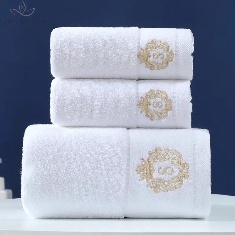 Set of 3 Cotton Bathroom Towels Sets 2pcs Hand Face Towel 35x75cm and 1pcs Big Bath Towels 70X140cm Washcloths Gift Towels 수건 세트 Calm and Class