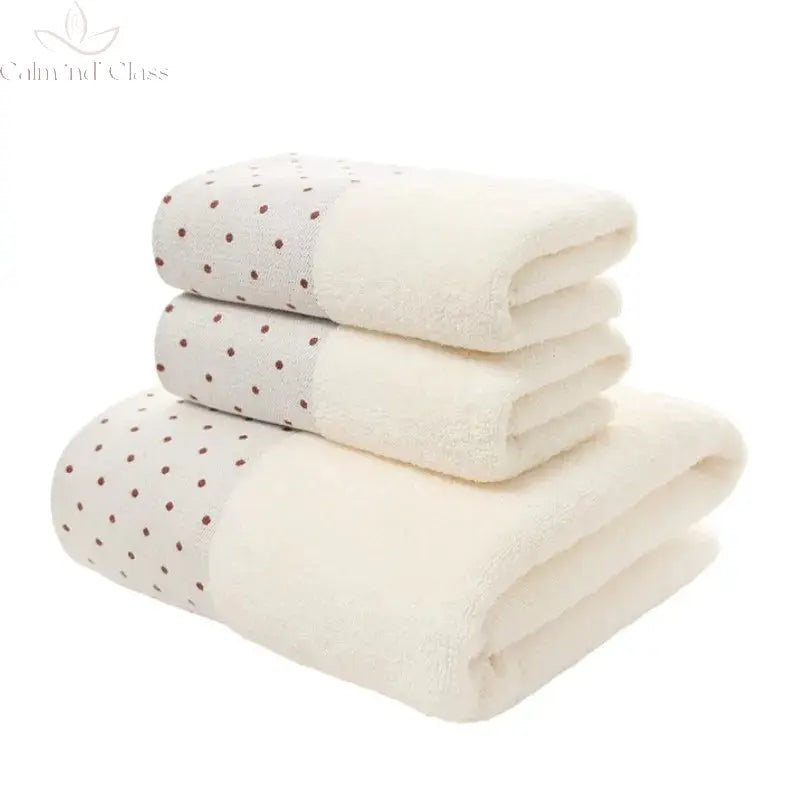 Set of 3 Cotton Bathroom Towels Sets 2pcs Hand Face Towel 35x75cm and 1pcs Big Bath Towels 70X140cm Washcloths Gift Towels 수건 세트 Calm and Class