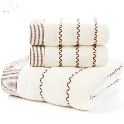 Set of 3 Cotton Bathroom Towels Sets 2pcs Hand Face Towel 35x75cm and 1pcs Big Bath Towels 70X140cm Washcloths Gift Towels 수건 세트 Calm and Class