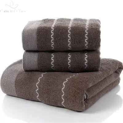 Set of 3 Cotton Bathroom Towels Sets 2pcs Hand Face Towel 35x75cm and 1pcs Big Bath Towels 70X140cm Washcloths Gift Towels 수건 세트 Calm and Class