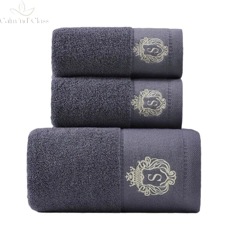 Set of 3 Cotton Bathroom Towels Sets 2pcs Hand Face Towel 35x75cm and 1pcs Big Bath Towels 70X140cm Washcloths Gift Towels 수건 세트 Calm and Class