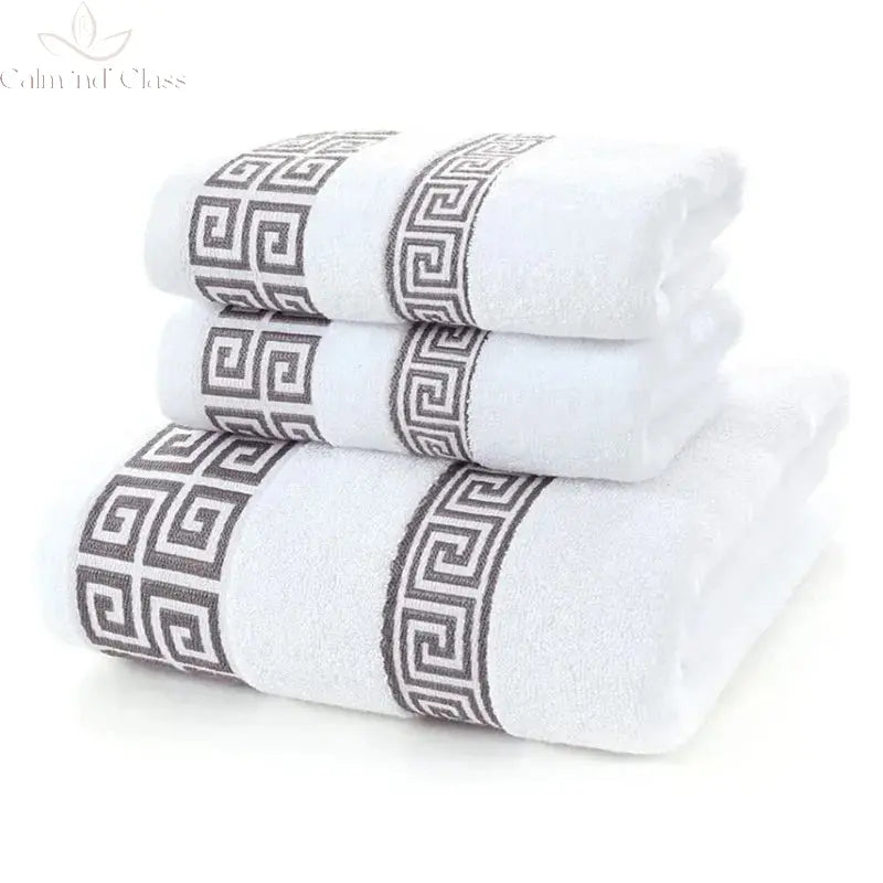 Set of 3 Cotton Bathroom Towels Sets 2pcs Hand Face Towel 35x75cm and 1pcs Big Bath Towels 70X140cm Washcloths Gift Towels 수건 세트 Calm and Class