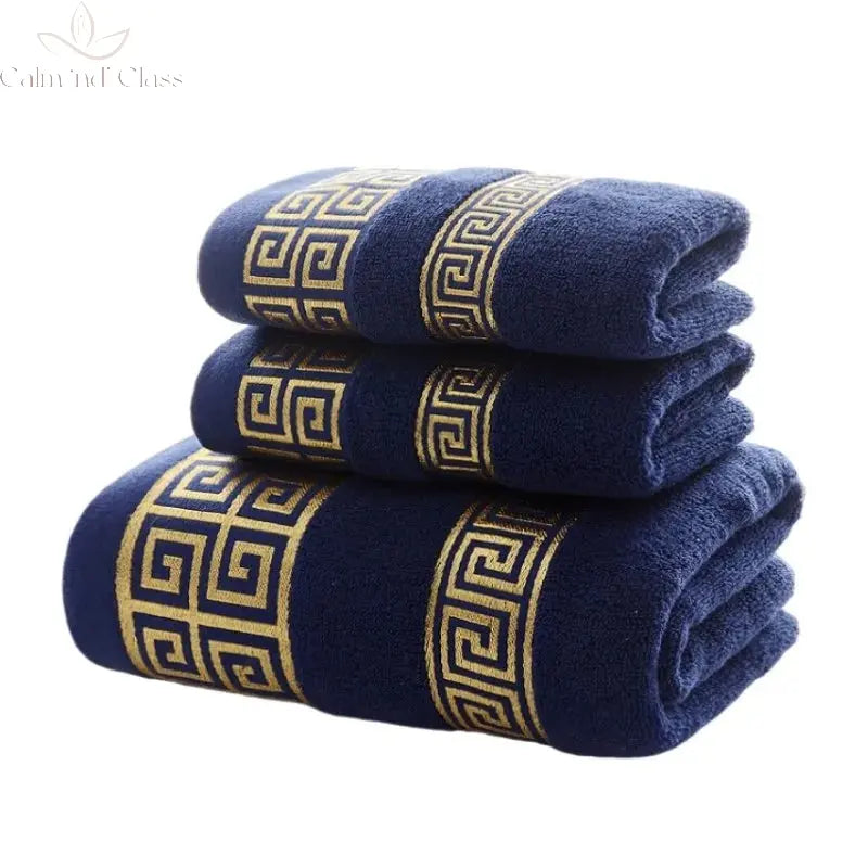 Set of 3 Cotton Bathroom Towels Sets 2pcs Hand Face Towel 35x75cm and 1pcs Big Bath Towels 70X140cm Washcloths Gift Towels 수건 세트 Calm and Class