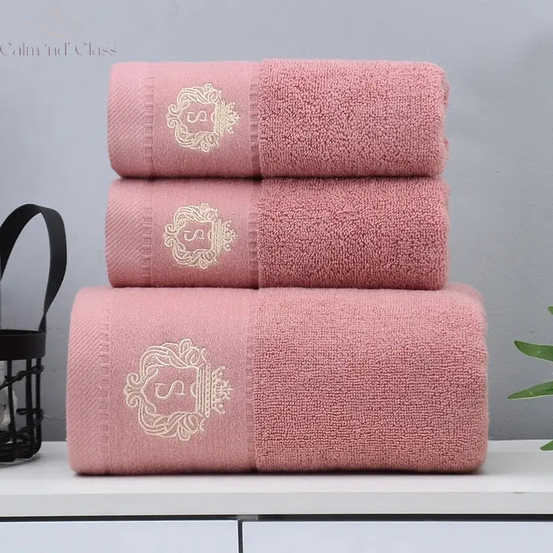 Set of 3 Cotton Bathroom Towels Sets 2pcs Hand Face Towel 35x75cm and 1pcs Big Bath Towels 70X140cm Washcloths Gift Towels 수건 세트 Calm and Class