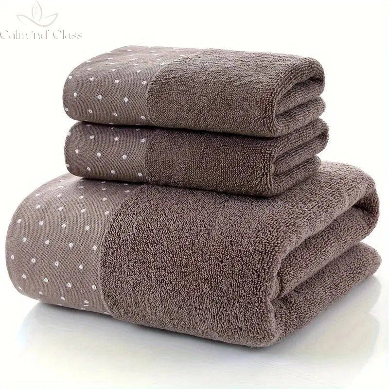 Set of 3 Cotton Bathroom Towels Sets 2pcs Hand Face Towel 35x75cm and 1pcs Big Bath Towels 70X140cm Washcloths Gift Towels 수건 세트 Calm and Class