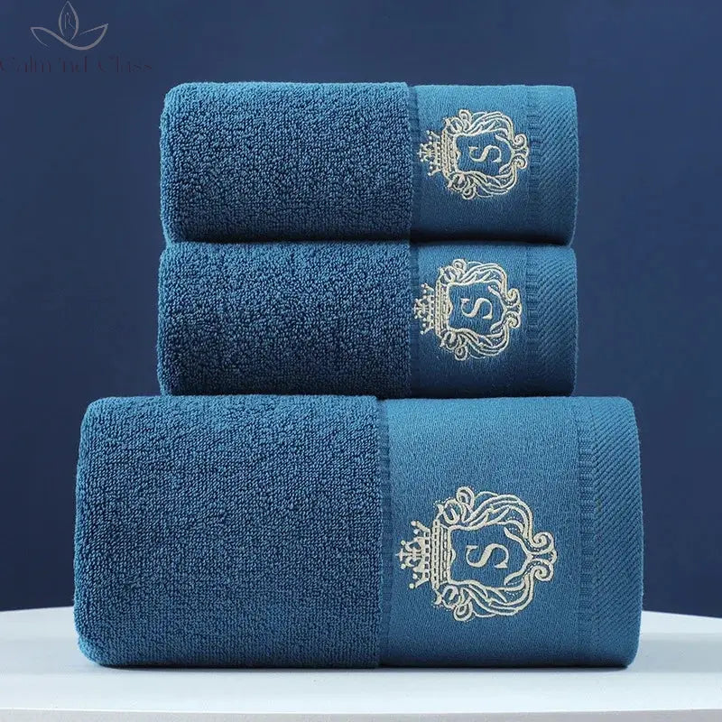 Set of 3 Cotton Bathroom Towels Sets 2pcs Hand Face Towel 35x75cm and 1pcs Big Bath Towels 70X140cm Washcloths Gift Towels 수건 세트 Calm and Class