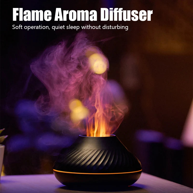 Flame Aroma Diffuser Air Humidifier With LED Color Lamp