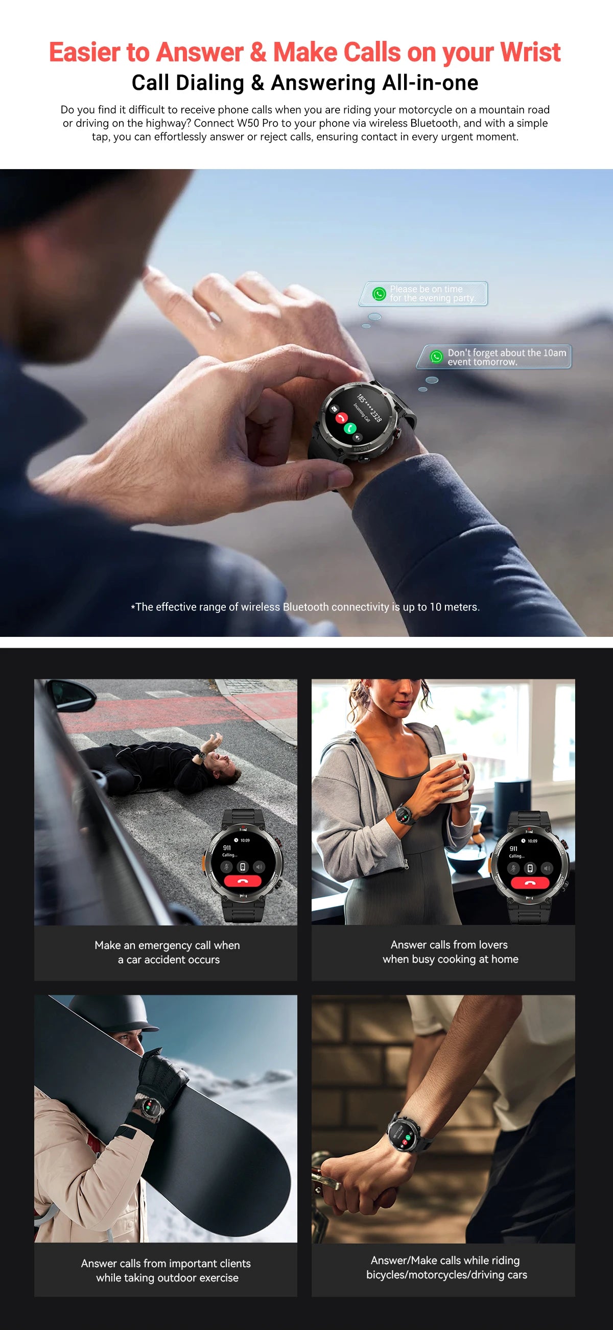 Blackview W50 Pro Smartwatch IP68 Bluetooth 1.45-Inch Display