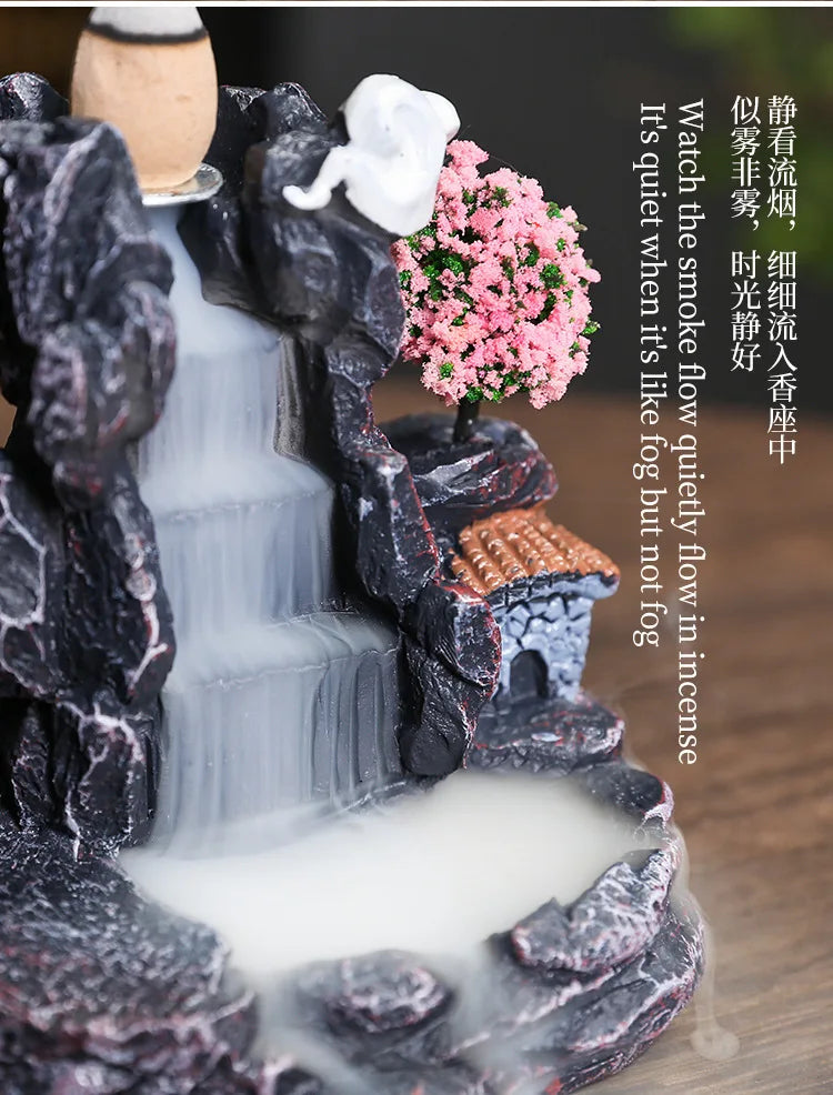 Creative High Mountain Flowing Resin Back Flow Incense Holder