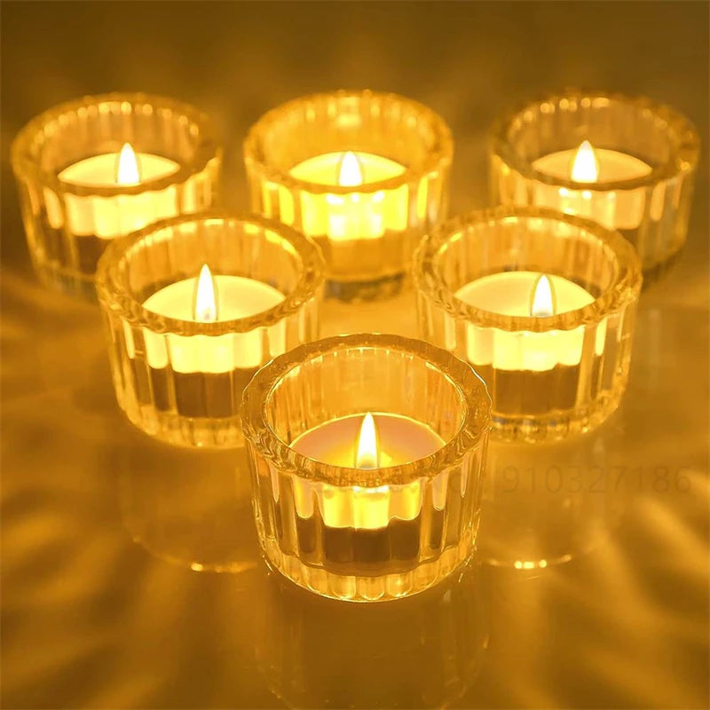 Tealight Candle Holders Thick Clear Glass for Elegant Decor