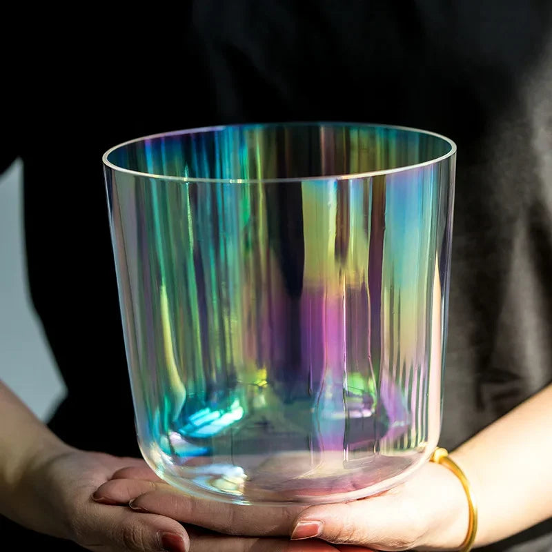 Colorful Transparent Crystal Singing Bowl Yoga Sound Therapy