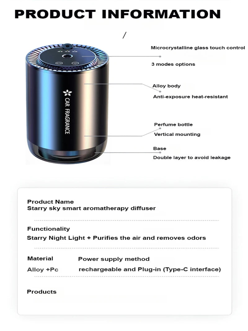 Starry Sky Projection Intelligent Aromatherapy Diffuser Lamp