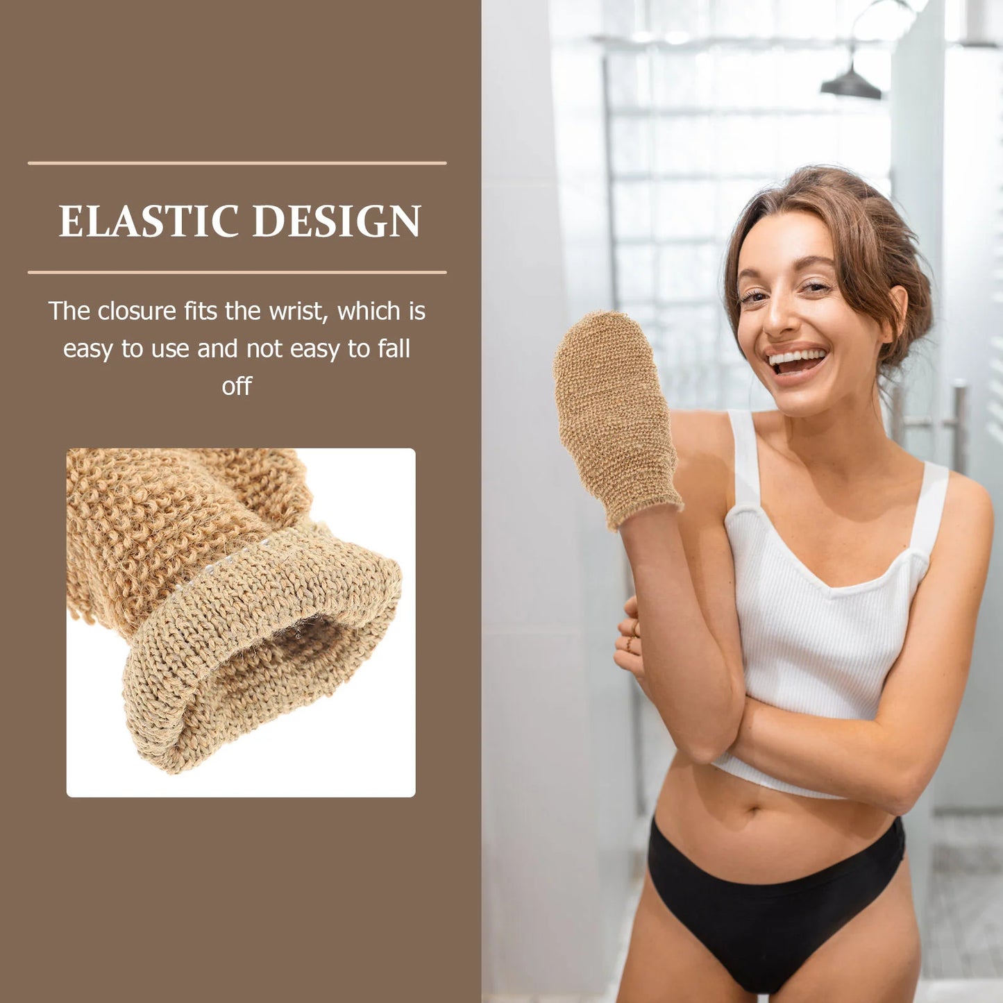 2 PCS Jute Bath Gloves Exfoliating Scrub Body Cleaning