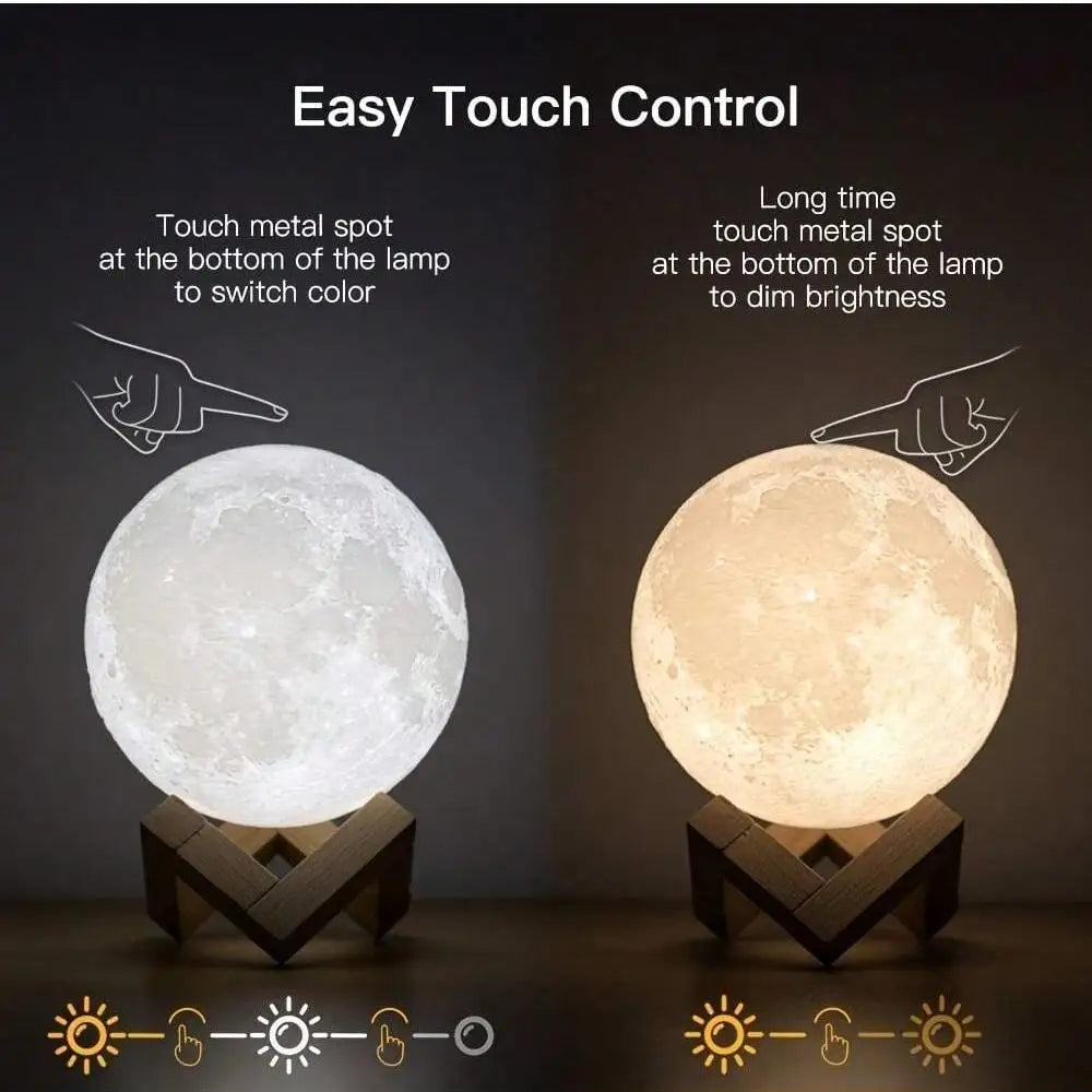 1pc 3D Moon Lamp Humidifier With Wooden Base For Tranquil Home Decor