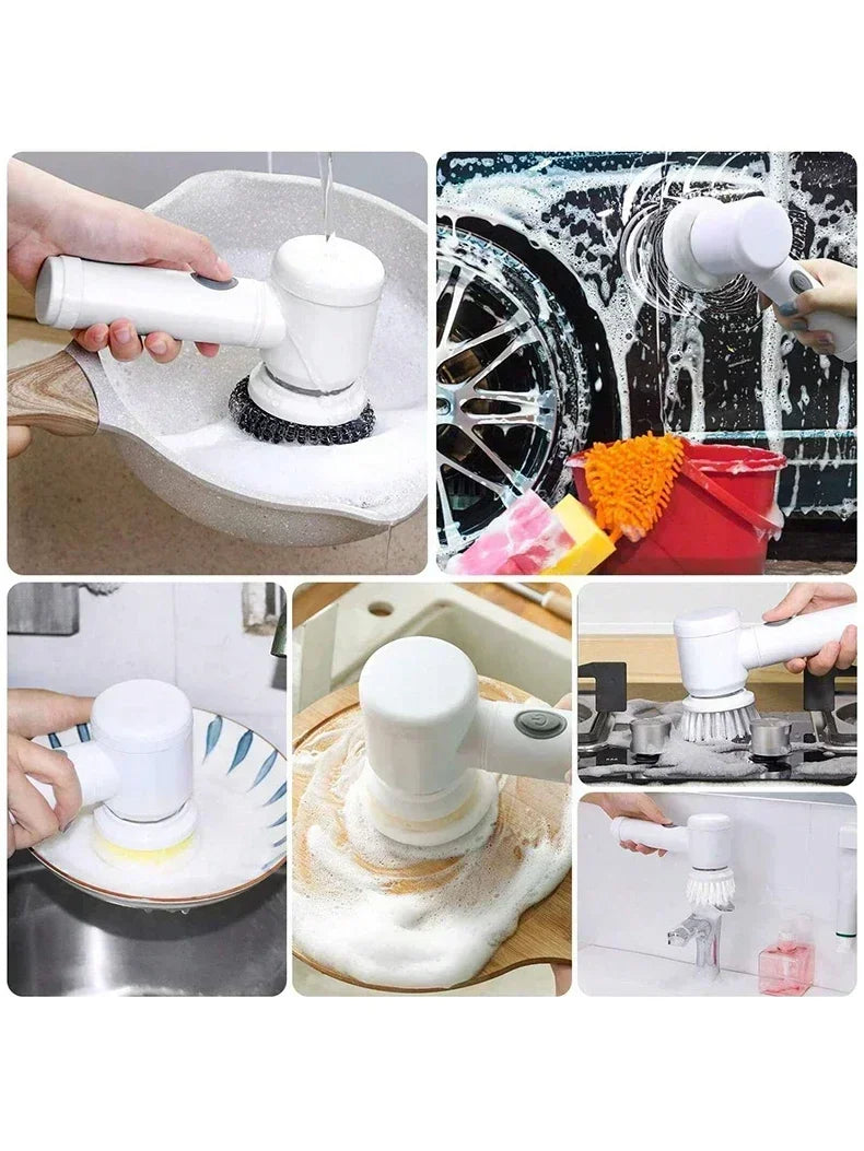 Powerful Electric Spin Scrubber with 5 Interchangeable Heads