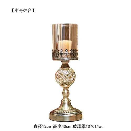 Luxury American Dining Table Metal Candlestick Glass Ornaments