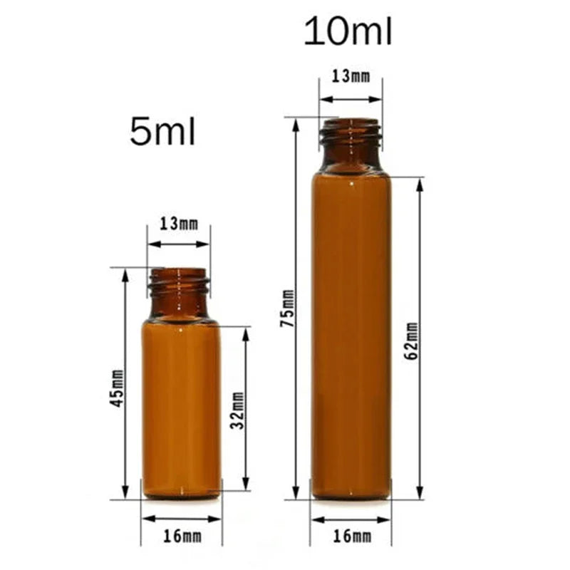 10PCS Amber Glass Roll On Bottles for Essential Oils