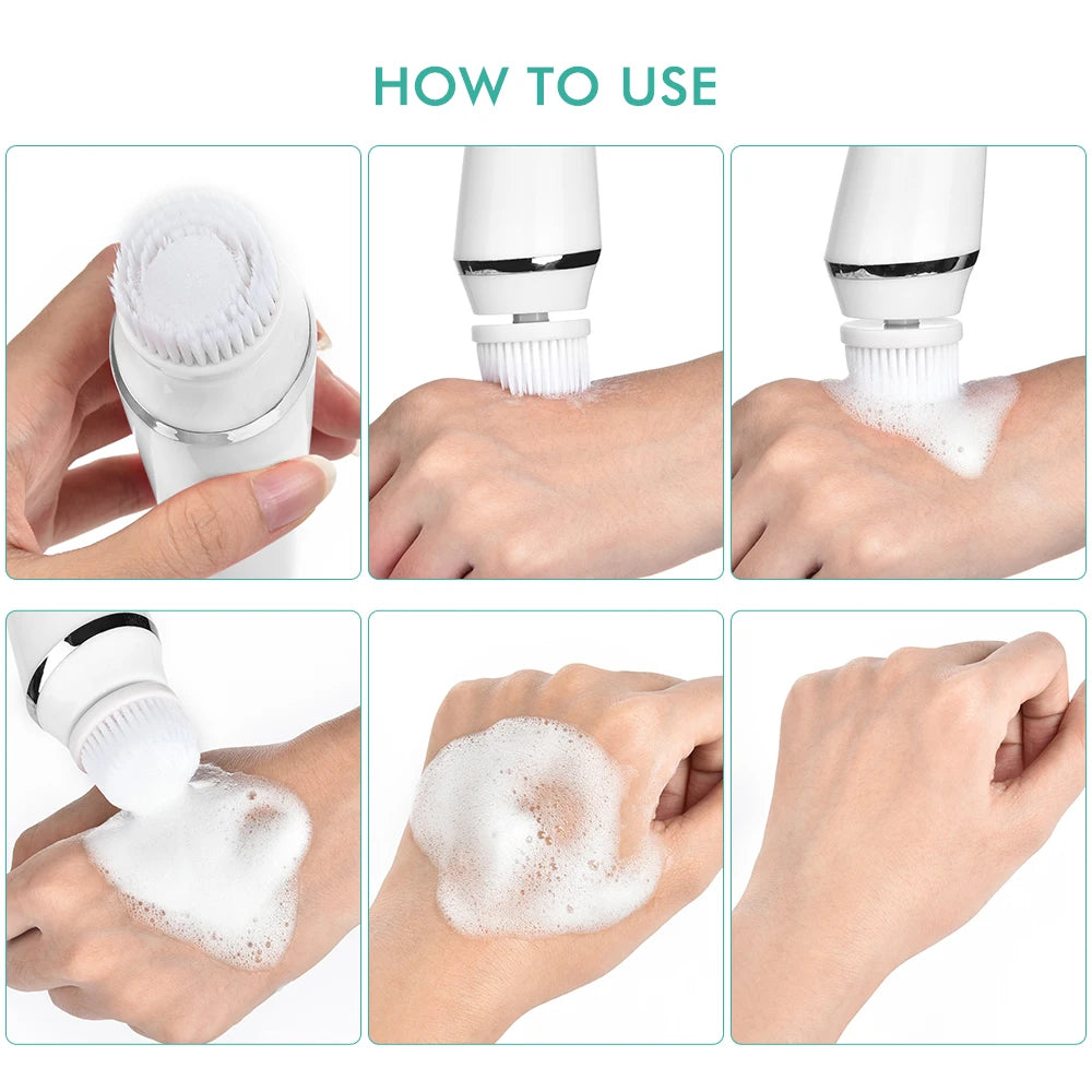 4 In 1 Electric Facial Cleansing Brush for Deep Pore Care