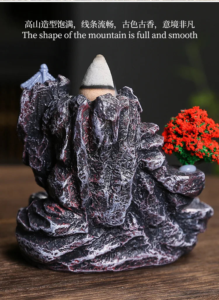 Creative High Mountain Flowing Resin Back Flow Incense Holder