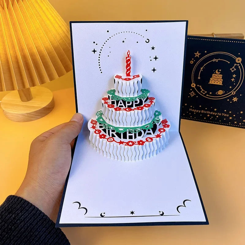 3D Birthday Cake Happy Birthday Card with Music Light Gift