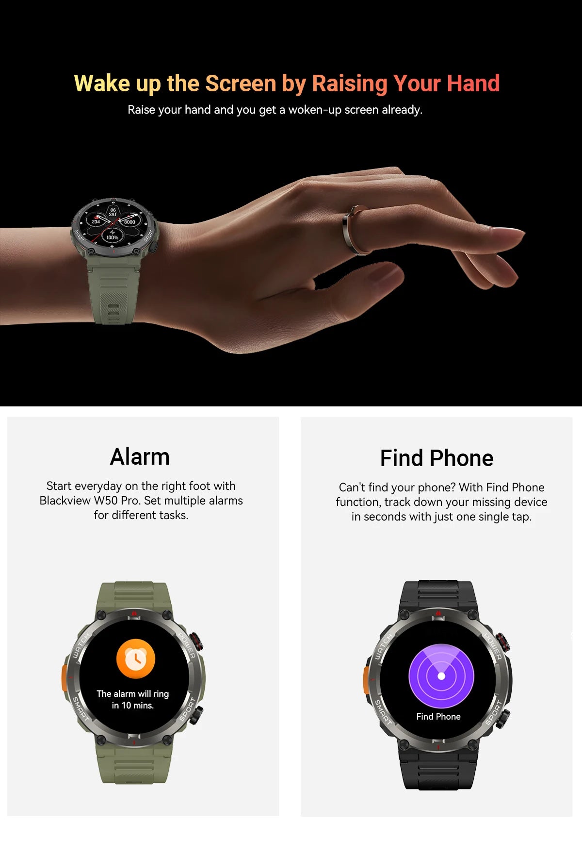 Blackview W50 Pro Smartwatch IP68 Bluetooth 1.45-Inch Display