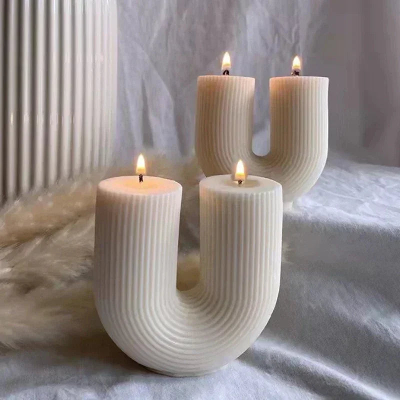 Geometry Unique Candle Wave U Shape Unscented Hand Poured Soy Candles