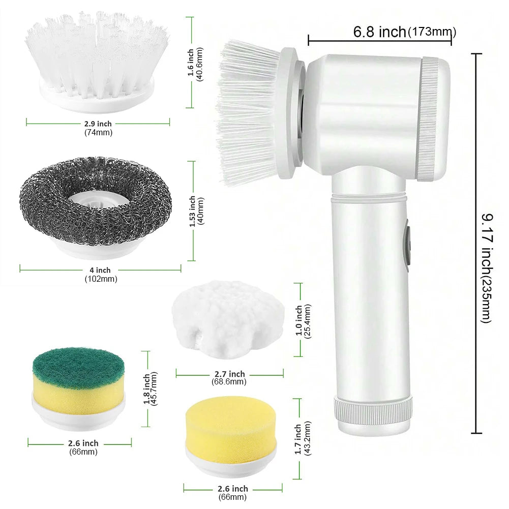 Electric Spin Scrubber USB Rechargeable Wireless Cleaning Brush