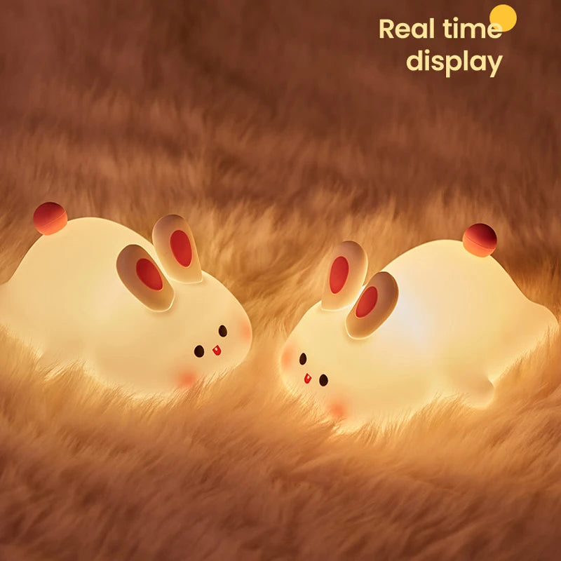 Big Face Rabbit Night Light Cute Silicone Soft Lamp Gift