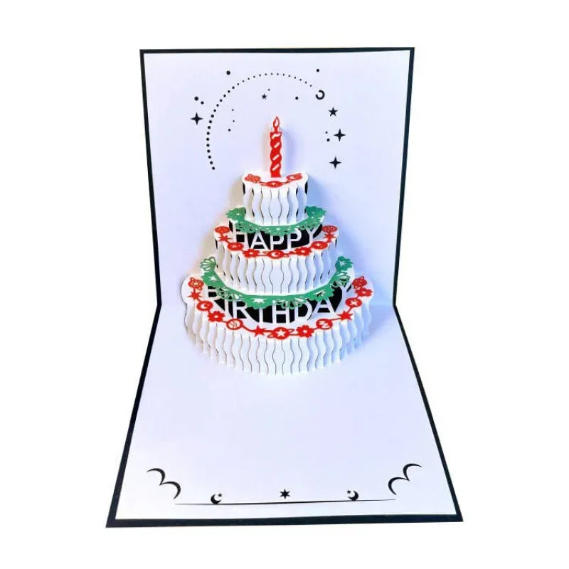 3D Birthday Cake Happy Birthday Card with Music Light Gift