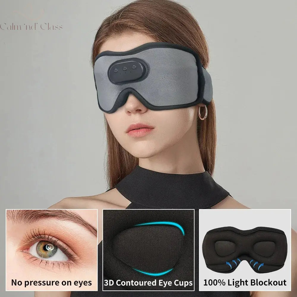 Sleeping Headphones Bluetooth Eye Mask Blackout 3D Contoured Cup Music Blindfold with Speaker for Travel Meditation Night Shift Calm and Class