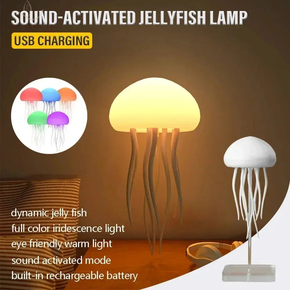 Smart Jellyfish Lamp Floating Ornament LED Glowing Atmosphere Light Night Light Bedside Decoration Girlfriend Gift Birthday Sign Calm and Class