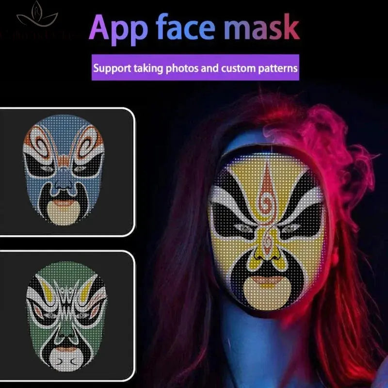 Smart LED Face Masks Programmable Bluetooth APP Control Change Face DIY Photoes for Party Display LED Light Mask for Halloween Calm and Class