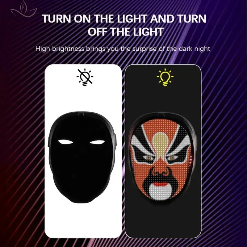 Smart LED Face Masks Programmable Bluetooth APP Control Change Face DIY Photoes for Party Display LED Light Mask for Halloween Calm and Class