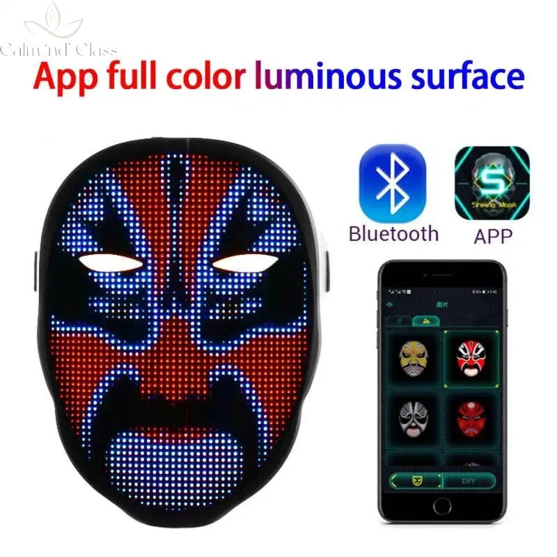 Smart LED Face Masks Programmable Bluetooth APP Control Change Face DIY Photoes for Party Display LED Light Mask for Halloween Calm and Class