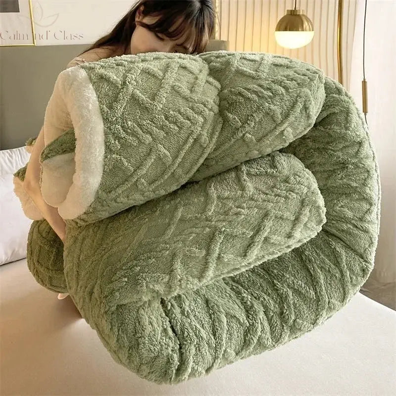 Soft Super Thick Winter Warm Blanket Artificial Lamb Cashmere Weighted Blankets for Beds Cozy Thicker Warmth Quilt Comforter Calm and Class