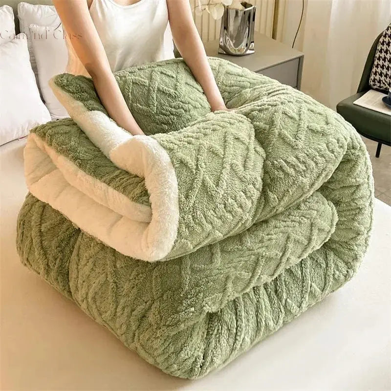 Soft Super Thick Winter Warm Blanket Artificial Lamb Cashmere Weighted Blankets for Beds Cozy Thicker Warmth Quilt Comforter Calm and Class