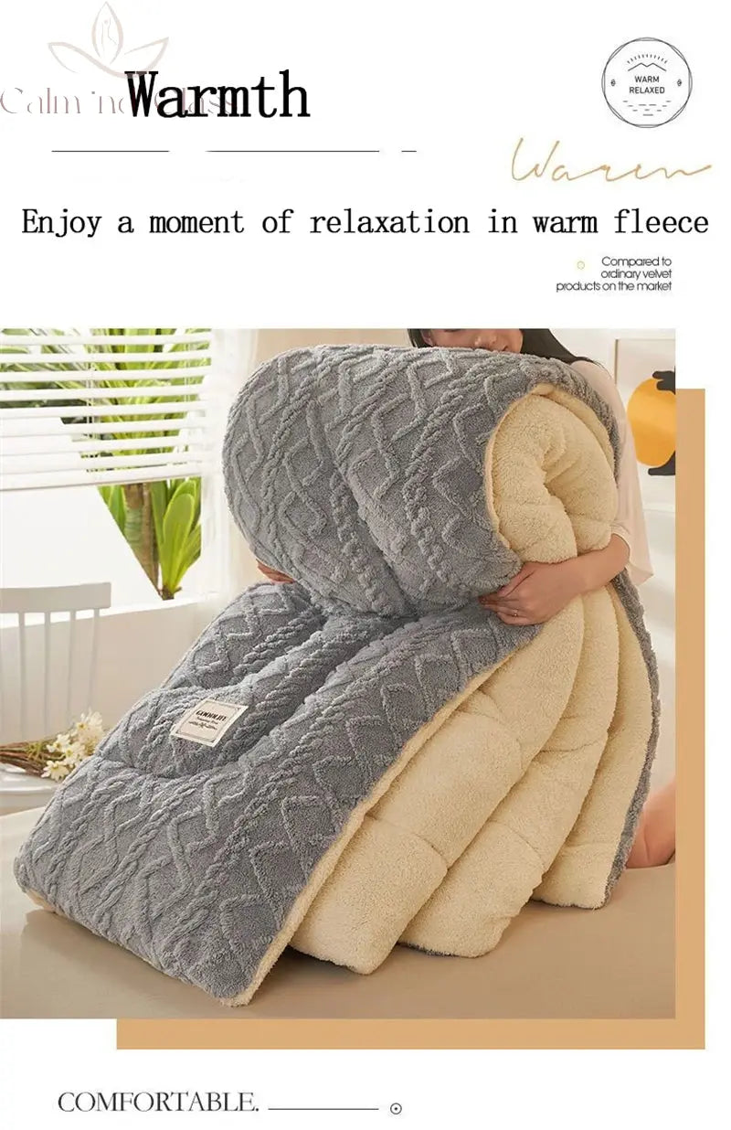 Soft Super Thick Winter Warm Blanket Artificial Lamb Cashmere Weighted Blankets for Beds Cozy Thicker Warmth Quilt Comforter Calm and Class