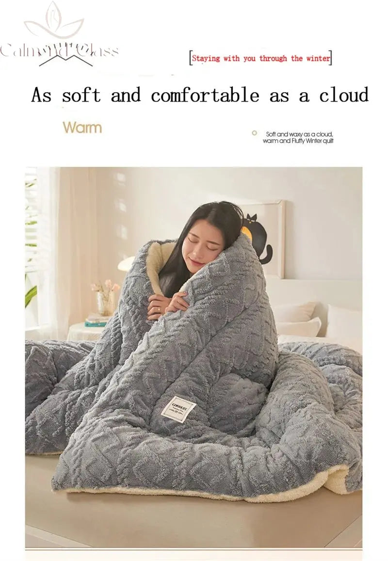 Soft Super Thick Winter Warm Blanket Artificial Lamb Cashmere Weighted Blankets for Beds Cozy Thicker Warmth Quilt Comforter Calm and Class