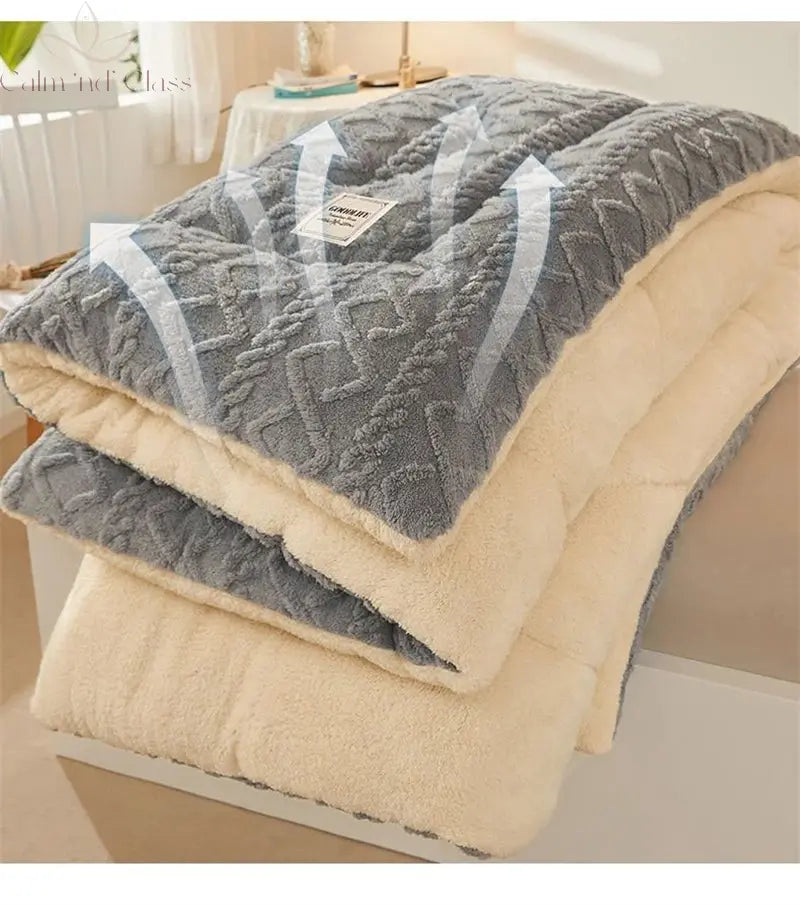 Soft Super Thick Winter Warm Blanket Artificial Lamb Cashmere Weighted Blankets for Beds Cozy Thicker Warmth Quilt Comforter Calm and Class