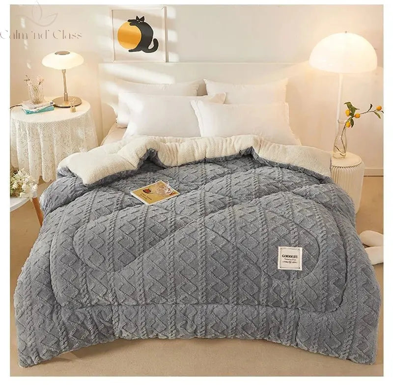 Soft Super Thick Winter Warm Blanket Artificial Lamb Cashmere Weighted Blankets for Beds Cozy Thicker Warmth Quilt Comforter Calm and Class