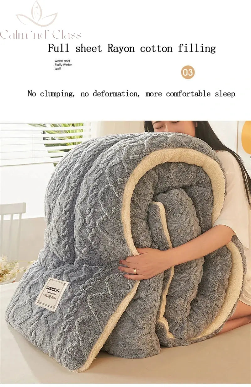 Soft Super Thick Winter Warm Blanket Artificial Lamb Cashmere Weighted Blankets for Beds Cozy Thicker Warmth Quilt Comforter Calm and Class